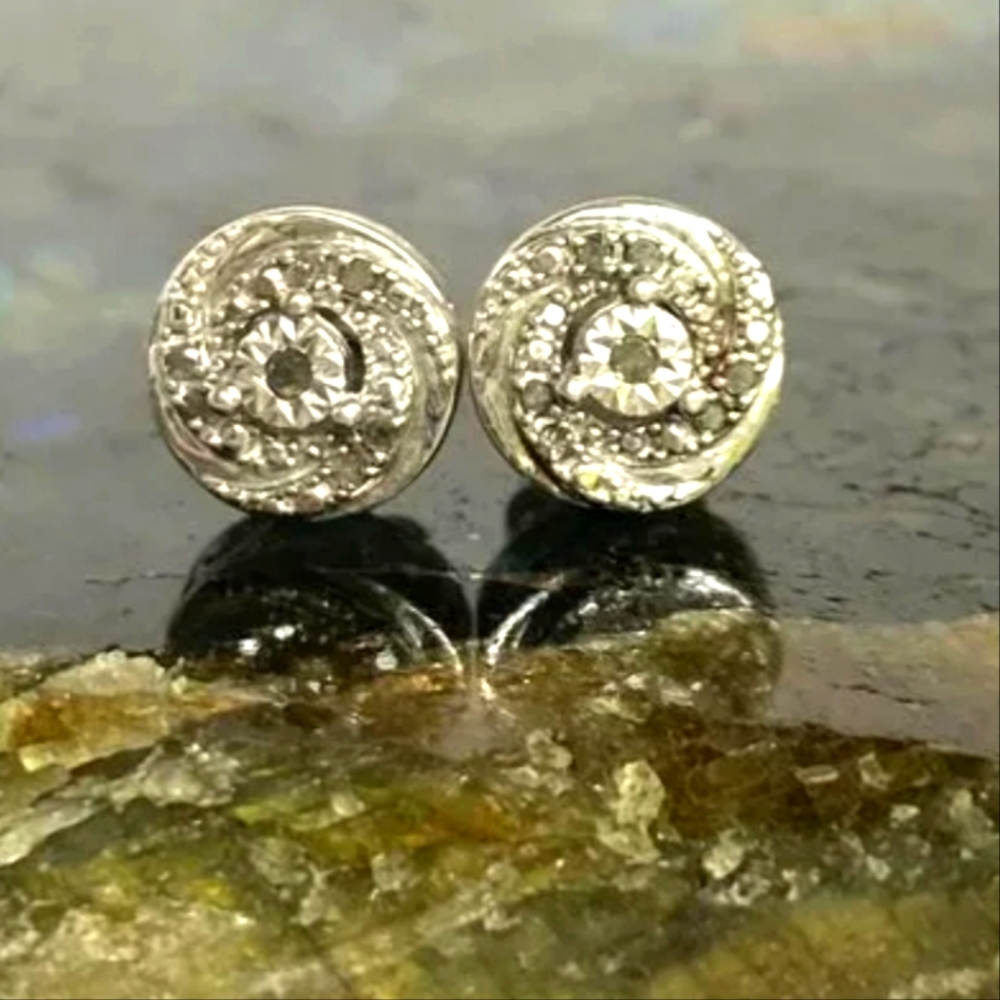 1/10 Ct. T.W. Genuine Diamond and .925 Sterling Silver Stud Earrings OTC